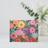 Lente roze bloemige achtergrond briefkaart (Staand voorkant)