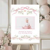 Lente Roze Bloesem 1e Verjaardag Foto Welkom Poster