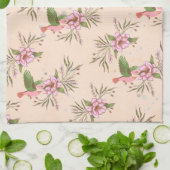 Lente Roze Bloesem met Vogelpatroon Theedoek (Gevouwen)