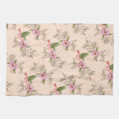Lente Roze Bloesem met Vogelpatroon Theedoek (Horizontaal)