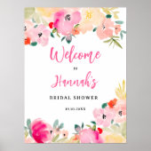 Lente roze boho chique tuin bloemenbruids welkom poster (Voorkant)