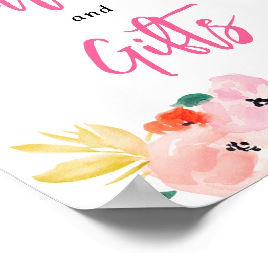 Lente roze boho chique tuin bloemenbruidsbord poster (Hoek)