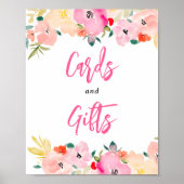 Lente roze boho chique tuin bloemenbruidsbord poster (Voorkant)