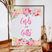 Lente roze boho chique tuin bloemenbruidsbord poster