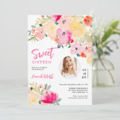 Lente roze boho chique tuin bloemenfoto zoet 16 kaart (Staand voorkant)