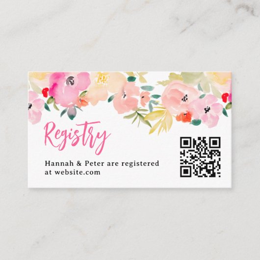 Lente roze boho tuin bloemenbruids register informatiekaartje (Voorkant)