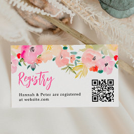 Lente roze boho tuin bloemenbruids register informatiekaartje