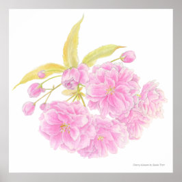 Lente roze boom bloesem waterverf kunst poster