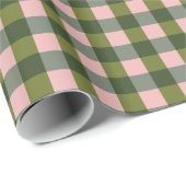 Lente Roze En Groen Gingham Cadeaupapier (Rol Hoek)