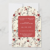 Lente roze en rode bloemen bloesems kaart (Voorkant)