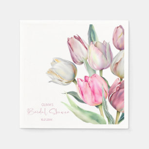 Lente roze en witte tulpen Bruids douche Servet