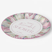 Lente roze en witte tulpen Bruidsdouche Papieren Bordje (Gekanteld)