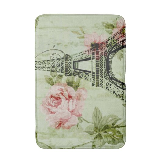 lente roze florale franse eiffeltoren badmat (Voorkant Verticaal)