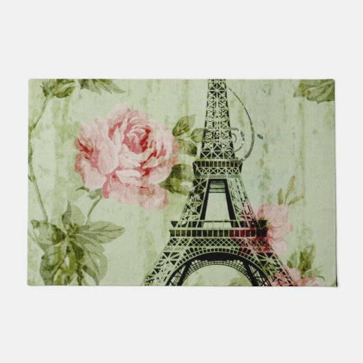lente roze florale franse eiffeltoren deurmat (Voorkant)