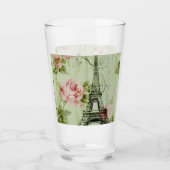 lente roze florale franse eiffeltoren glas (Voorkant)