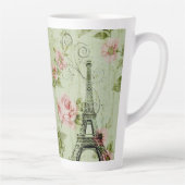lente roze florale franse eiffeltoren latte mok (Rechts)