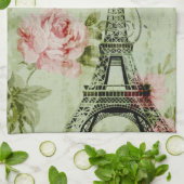 lente roze florale franse eiffeltoren theedoek (Gevouwen)