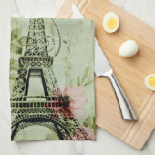 lente roze florale franse eiffeltoren theedoek (Quarter Fold)