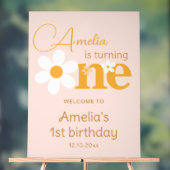 Lente Roze Geel Daisy 1e verjaardag Welkom Acryl Bord (Neutraal)