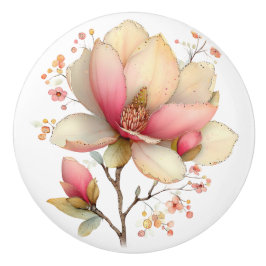 Lente Roze Gele Boom Bloesem Keramische Knop