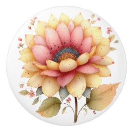 Lente Roze Gele Tuinbloem Keramische Knop