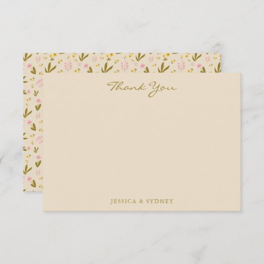  lente roze groene bloemen bruiloft Aangepast Bedankkaart (Voorkant / Achterkant)