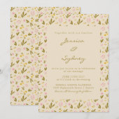 lente roze groene bloemen kaart (Voorkant / Achterkant)