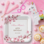 Lente Roze Kersenbloesem Bloemen Verjaardag Papieren Bordje (Feest)
