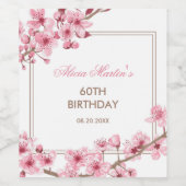 Lente Roze Kersenbloesem Bloemen Verjaardag Wijn Etiket (Enkel label)