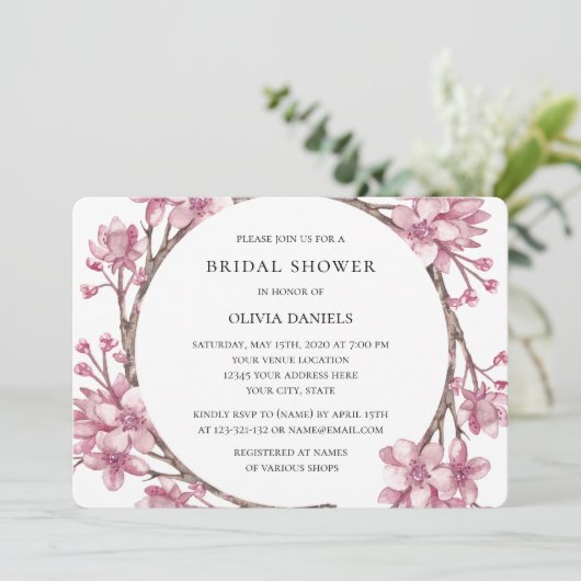 Lente roze kersenbloesem. Bloemen Vrijgezellenfees Kaart (Staand voorkant)