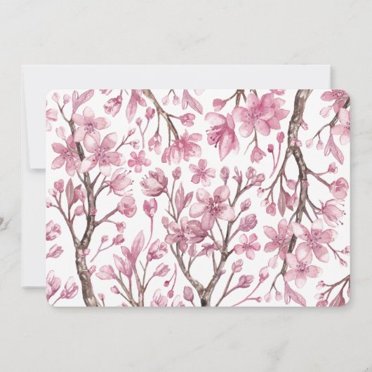 Lente roze kersenbloesem. Bloemen Vrijgezellenfees Kaart (Achterkant)