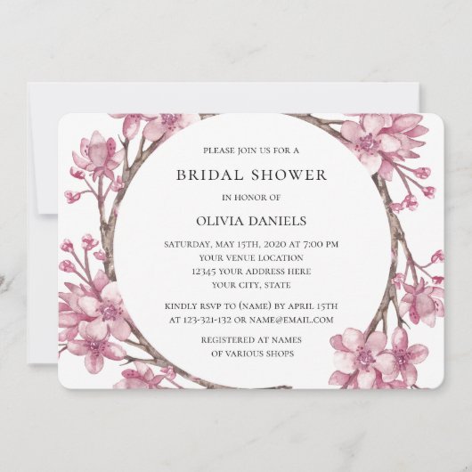 Lente roze kersenbloesem. Bloemen Vrijgezellenfees Kaart (Voorkant)