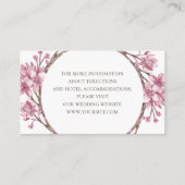 Lente roze kersenbloesem. Bruiloft details Informatiekaartje (Achterkant)