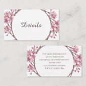 Lente roze kersenbloesem. Bruiloft details Informatiekaartje (Voorkant / Achterkant)
