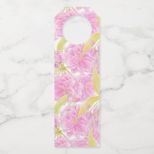 Lente roze kersenbloesem bruiloft flessenhanger (Achterkant)