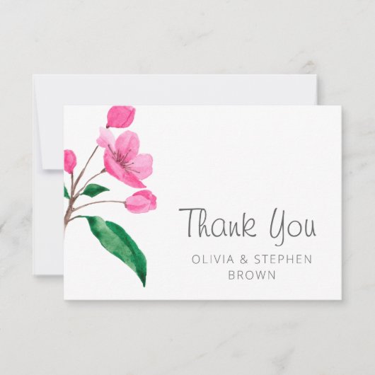 Lente Roze Kersenbloesem. Chique bloemenbruiloft Bedankkaart (Voorkant)