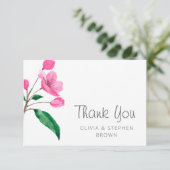 Lente Roze Kersenbloesem. Chique bloemenbruiloft Bedankkaart (Staand voorkant)