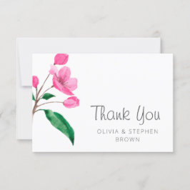 Lente Roze Kersenbloesem. Chique bloemenbruiloft Bedankkaart