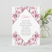 Lente roze kersenbloesem. Trouwstoelindelingen Kaart (Staand voorkant)