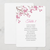 Lente roze kersenbloesem. Trouwstoelindelingen Kaart (Voorkant / Achterkant)