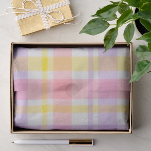 Lente Roze Lavendel Schotlandse ruit Tissuepapier (Geschenk)