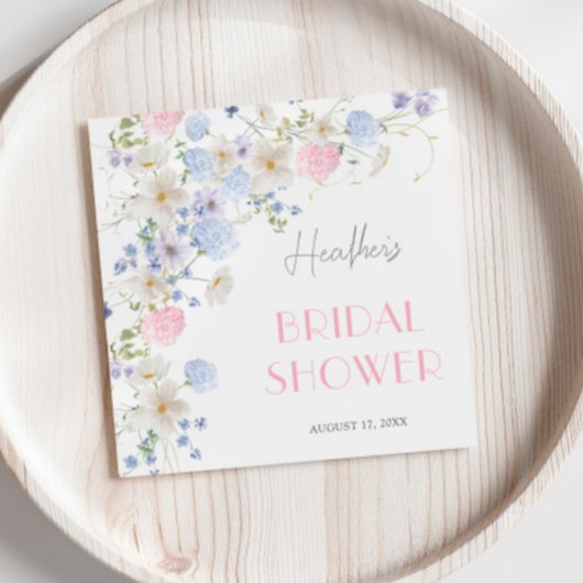 Lente Roze Paarse Wilde Bloemen Bruids Shower Servet