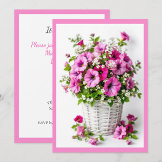 Lente Roze Petunia's Personaliseer Feest Kaart