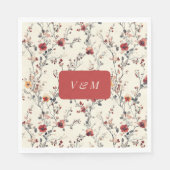 Lente Roze & Rode Bloemen  Servet (Voorkant)