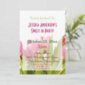 Lente Roze Rode Tulp Sweet 16 Verjaardag Kaart (Staand voorkant)