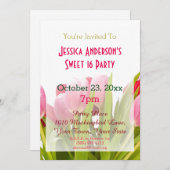 Lente Roze Rode Tulp Sweet 16 Verjaardag Kaart (Voorkant / Achterkant)