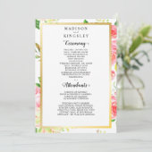 Lente Roze Roze Vlinder Tuin Huwelijksprogramma Kaart (Staand voorkant)