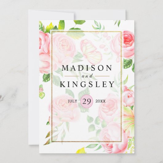 Lente Roze Roze Vlinder Tuin Huwelijksprogramma Kaart (Achterkant)