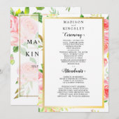 Lente Roze Roze Vlinder Tuin Huwelijksprogramma Kaart (Voorkant / Achterkant)