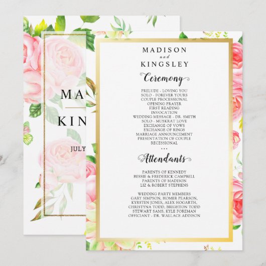 Lente Roze Roze Vlinder Tuin Huwelijksprogramma Kaart (Voorkant / Achterkant)